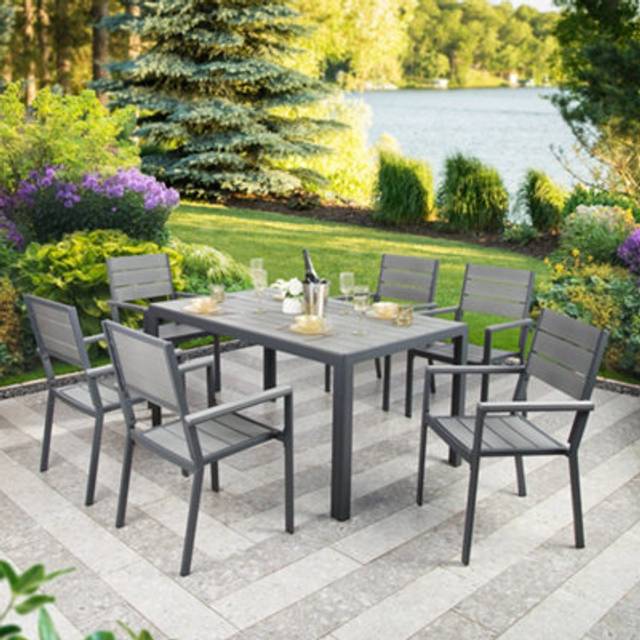 Python - Garden Dining Set - Patio Table and 6 Chairs - Grey - One Size