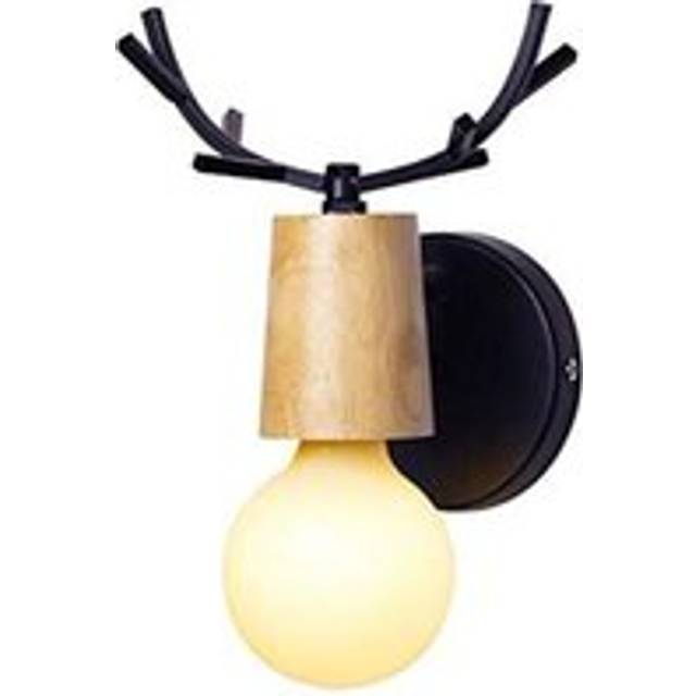 Nordic Wall Sconce Simple Design Deer Wall Lights Antlers Wooden Wall Light For Bedroom Living Room Study Room Children Room (Black)