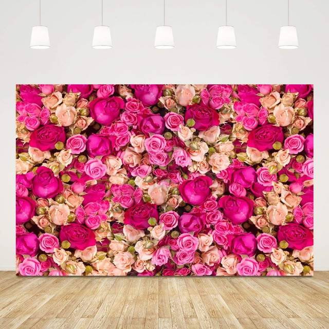 6x4ft Pink Red Rose Flowers Photography Backdrop ,Valentine's Day Photo Background Baby Shower, Wedding Happy ,Mother's Day Backdrop