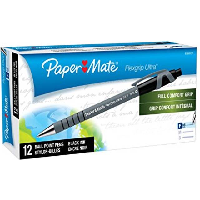 Paper Mate 9580131 FlexGrip Ultra Retractable Ballpoint Pen  Fine Point  Black  12-Count