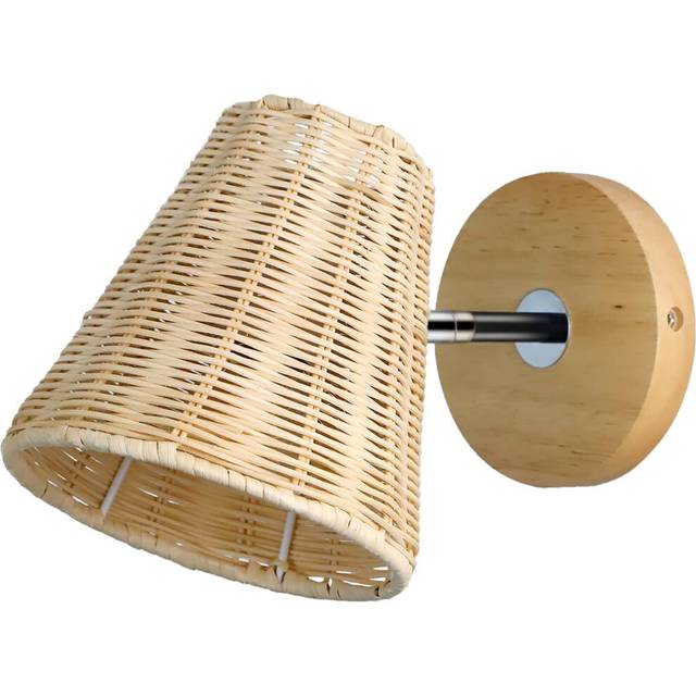 Hand-Woven Wall Lamp, Rattan Wall Lights, Wooden Wall Lights, Modern Retro Wall Lights for Bedroom, Living Room Balcony