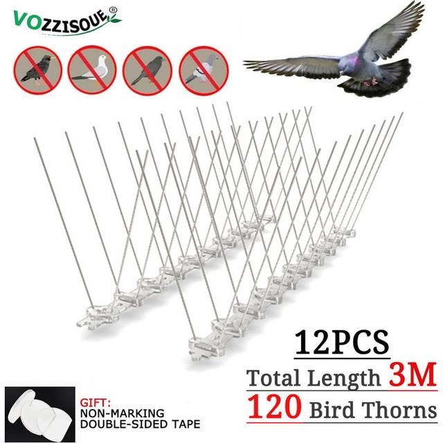 (120 Bird Thorns) 12PCS Balcony Anti-bird Pigeon Spikes and Bird Repeller Deterrent Anti Bird Repellent
