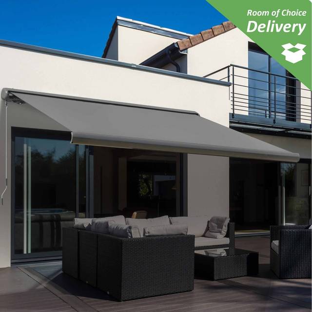 Outsunny Electric Motorised Awning With Cassette Case - Grey-3x2.5m / 54kg / 250cm / 44.3kg