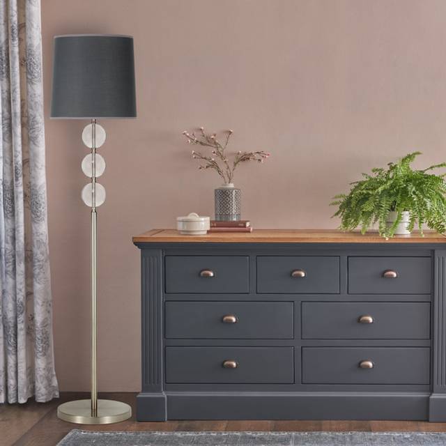 Clear Glass & Nickel Lamps - Claridge Floor Lamp - Oak Furnitureland