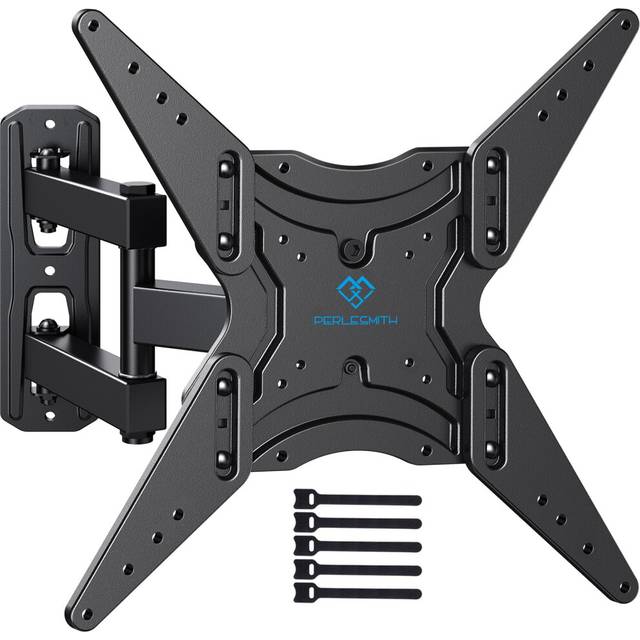 PERLESMITH TV Wall Bracket Swivel Tilt Extend, Universal TV Bracket Wall Mount for 26-60 Inch Flat/Curved TVs, Adjustable TV Bracket Holds up to 32KG
