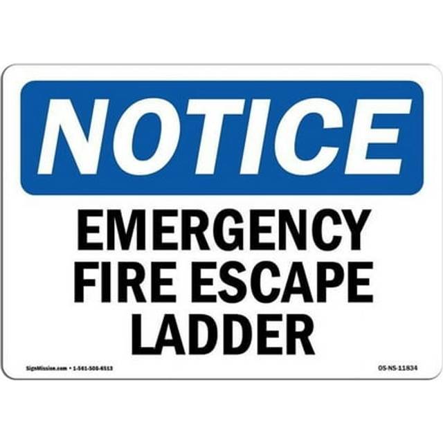 SignMission OS-NS-D-35-L-11834 OSHA Notice Sign - Emergency Fire Escape Ladder