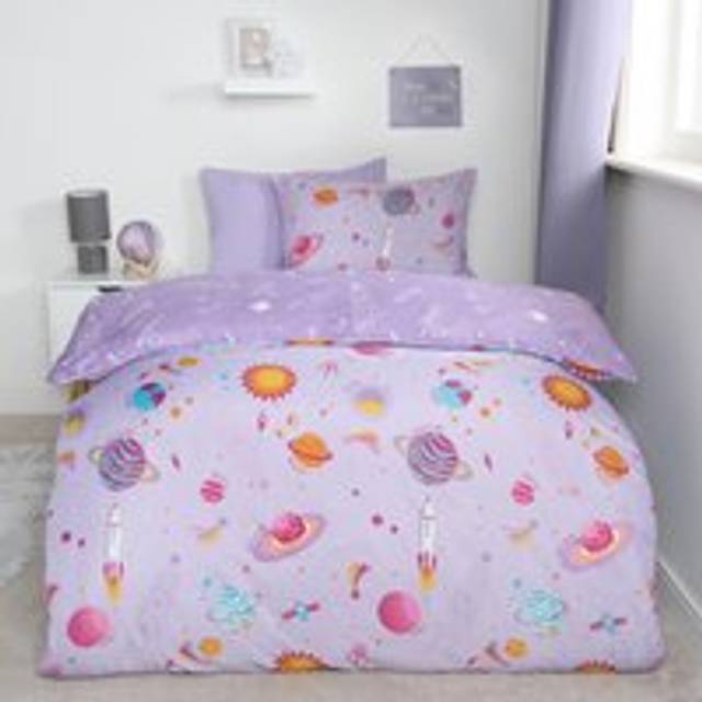 OHS Kids Starry Space Duvet Cover Set, Lilac - Double - Purple