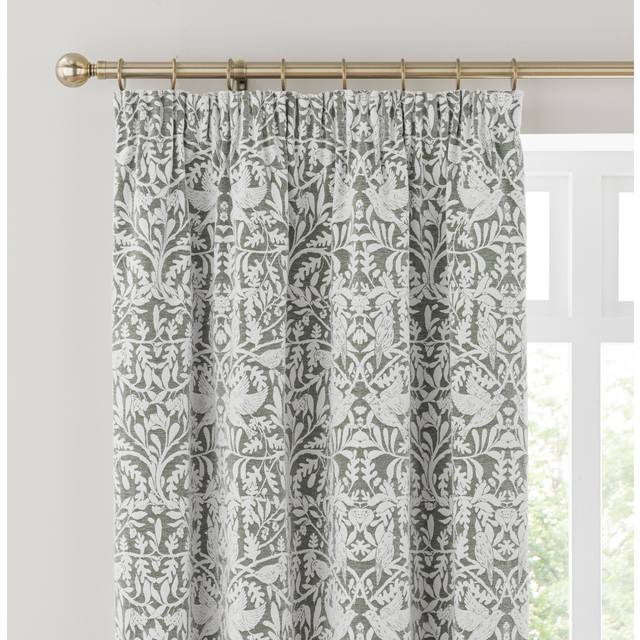 Alora Chenille Thermal Pencil Pleat Curtains - Olive