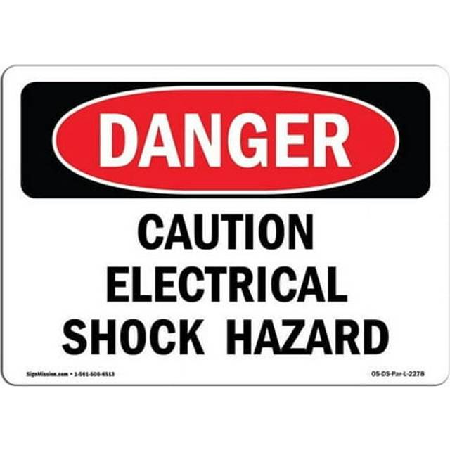 SignMission OS-DS-A-1014-L-2278 10 x 14 in. OSHA Danger Sign - Caution Electrical Shock Hazard