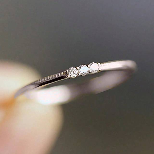 BALMORA 1pc Sterling S925 Silver Retro Vintage Simple Three Zirconia Gold Finger Ring For Women Girlfriend Daily Life Birthday Friendship Jewelry Gift