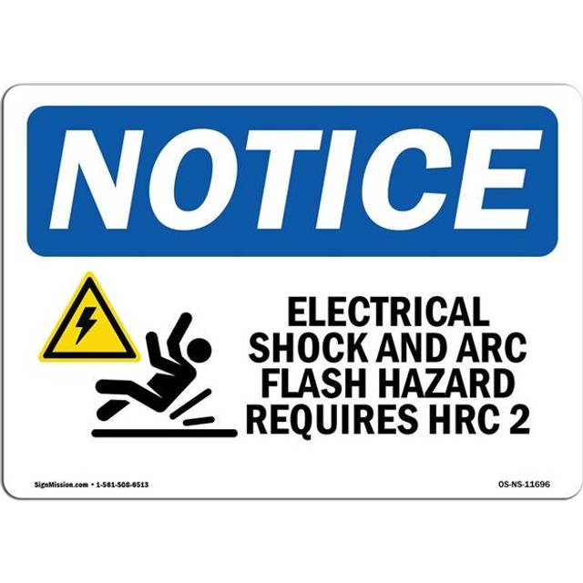 SignMission OS-NS-D-35-L-11696 OSHA Notice Sign - Electrical Shock & ARC Flash Sign with Symbol
