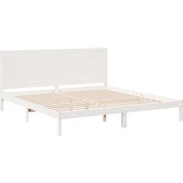 Sängram utan madrass extra lång vit 200x220 cm massivt trä