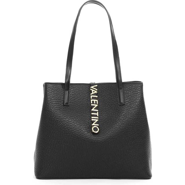 Valentino Zeno Faux Leather Croc-Effect Shopping Bag - Black