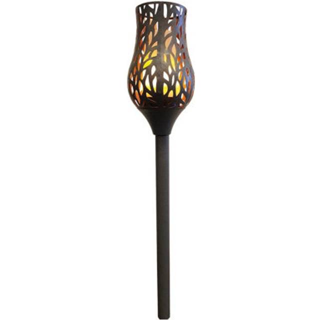 Battery Powered Grey Metal Tulip Torch - Weatherproof Outdoor Garden Flame Effect Led Stake Light With Remote - H91.5 X 15Cm - One Size