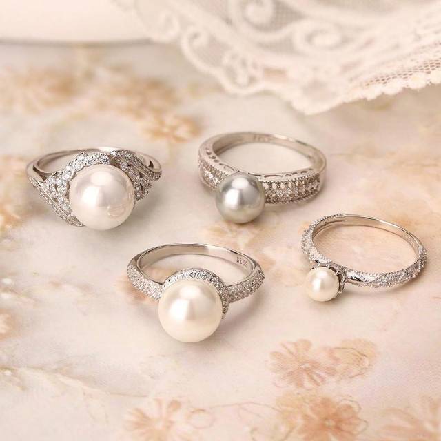 SHEIN S925 Silver Plated Vintage French Style Faux Pearl Ring, Gift For Date, Party, Daily Wear, Engagement, Wedding, Suitable For Women, Jewelry Box Style
