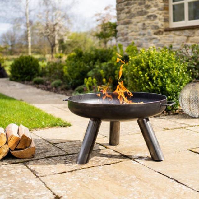 Caldera Fire Pit Bowl - Outdoor Log Wood Burner with Handles - Dark Grey - One Size