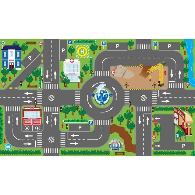 Kids Globe Kids Traffic Mat with LED Traffic Boys Lights Floor Rug Play Carpet