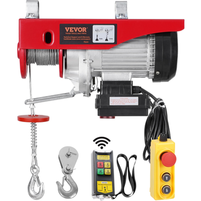 VEVOR elektrisk lyftkranvinsch 1320 lbs 328 fot trådlös & 14 fot kabelansluten fjärrkontroll