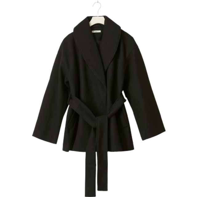 Gina Tricot-Shawl collar short coat-korta kappor-Svart-M-Dam