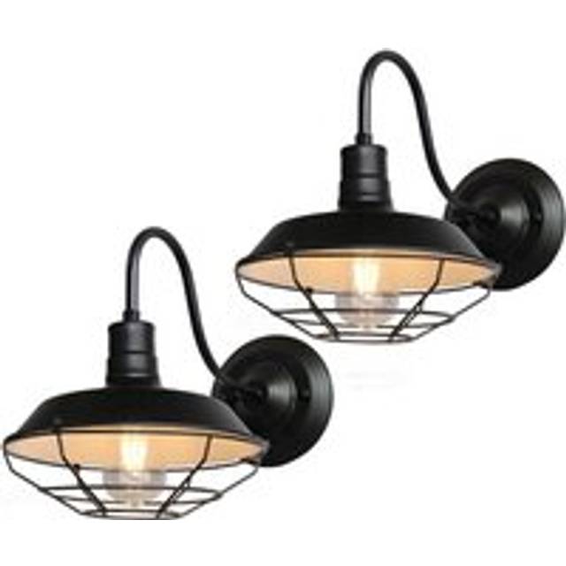 Norcks - Creative Antique Wall Sconce Iron Metal Wall Light Nostalgic Retro Industrial Wall Lamp For Cafe Office Black Outside White Inside 26Cm(2X)