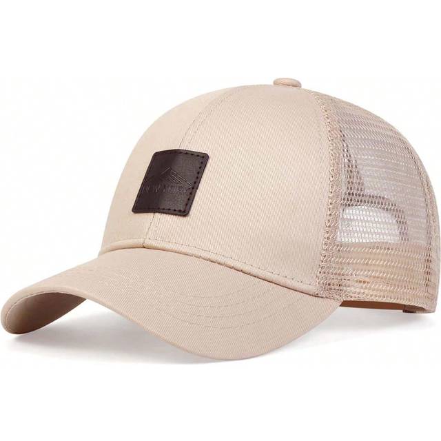 SHEIN 1pc Men&#39;s PU Leather Steel Stamp Embroidery Baseball Mesh Hat, Adjustable Casual Cap For Spring & Summer