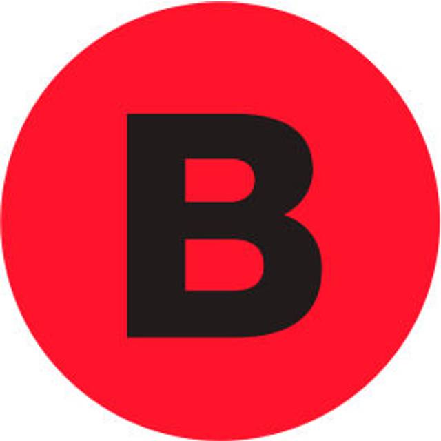 Tape Logic DL7003 2 in. Circle B Fluorescent Red Letter Labels