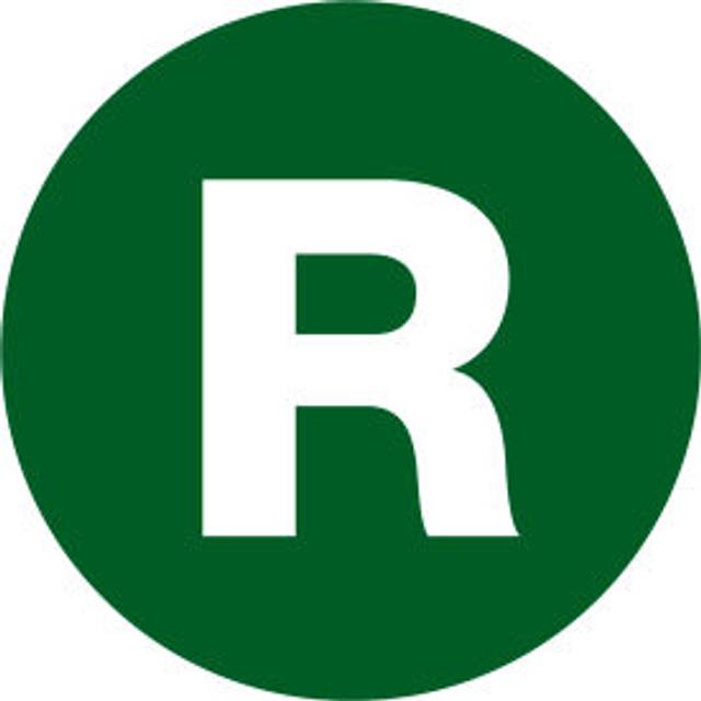 Tape Logic DL7008 1 in. Circle R Green Letter Labels