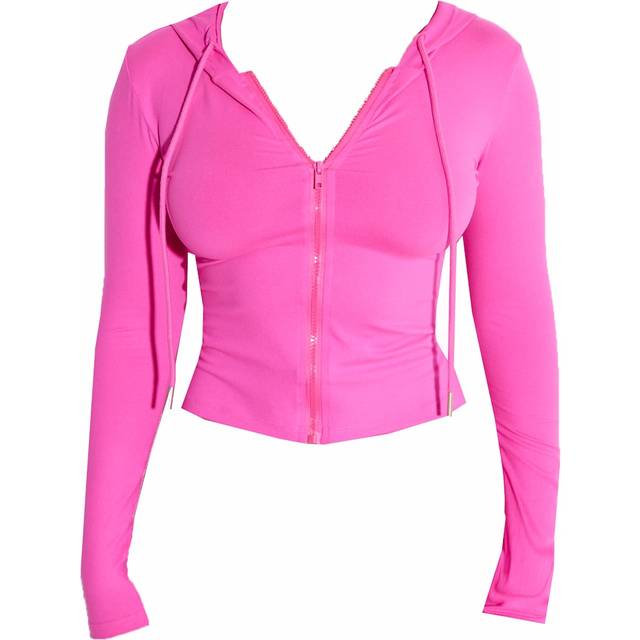 Shape Hot Pink Sculpted Zip Through Hoodie, Hot Pink - 20
