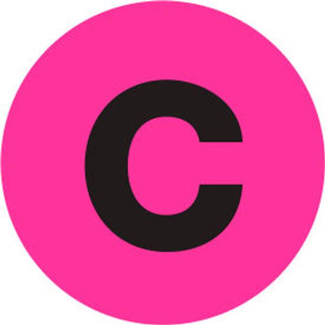 Partners Brand DL7004 1 in. Circle C Fluorescent Pink Letter Labels