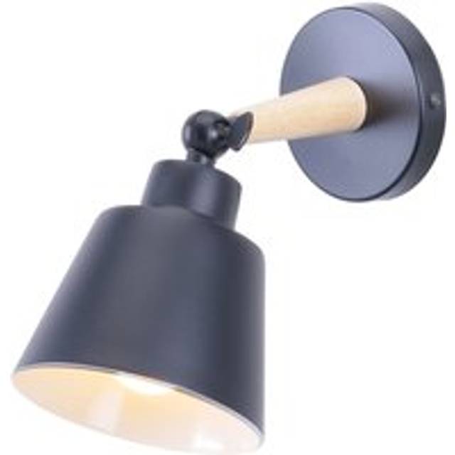 Modern Wood Wall Lamp Minimalist Wall Sconce Nordic Retro Wall Lights For Bedroom Bedside Hallway Cafe Office Corridor E27 Black