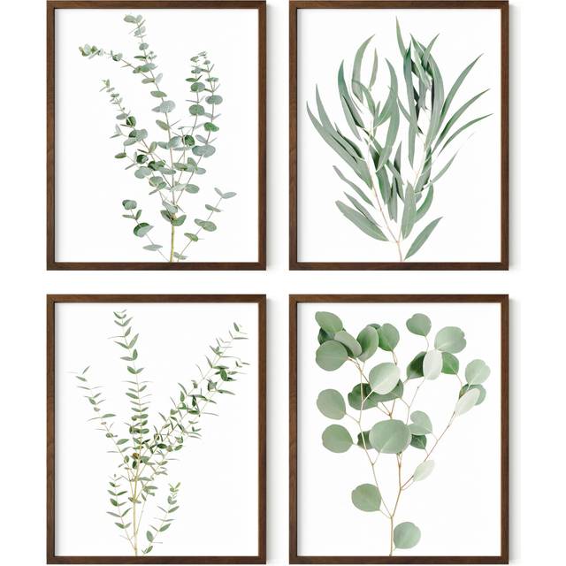 HAUS AND HUES Botanical Plant Wall Art Prints  Set of 4 Plant Wall Decor Prints  Floral Kitchen  Flower Leaves Wall Art  Boho L