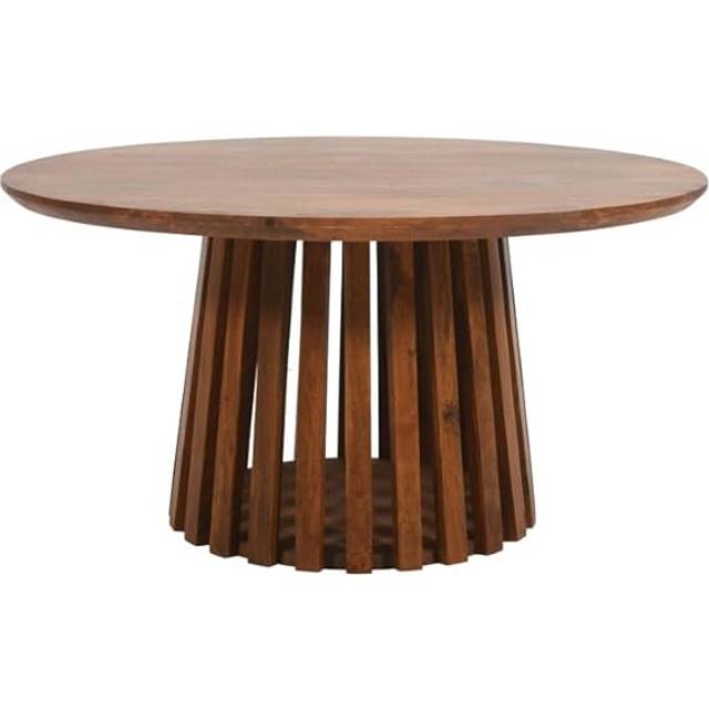 Brooklyn Slatted Mango Wood Round Coffee Table - Brown