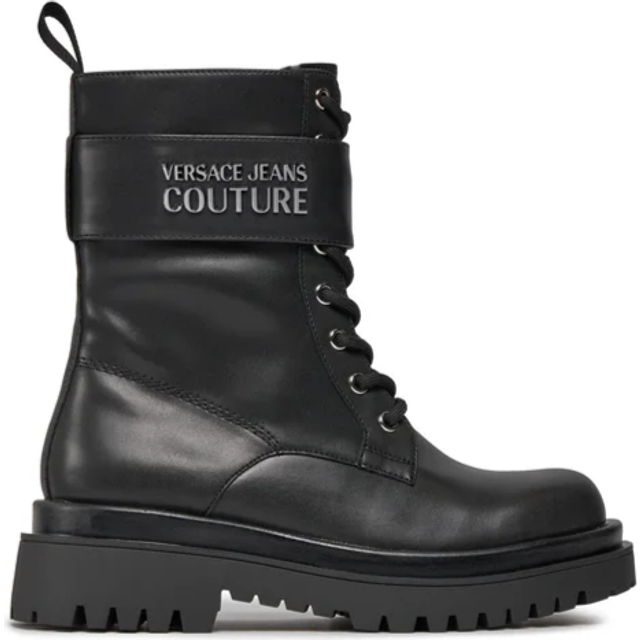 Versace, Lace-up Boots, female, Black, 5 UK, Mid Heel Boots
