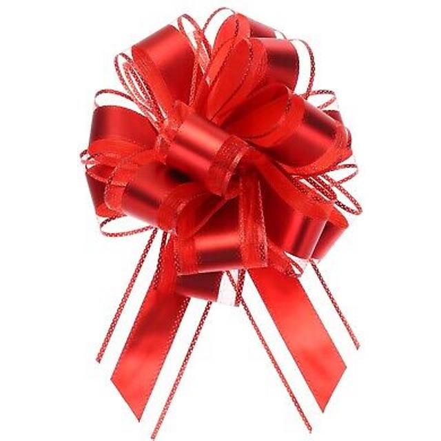 12pcs 8" large pull bow metallic gift wrapping bows ribbon organza red