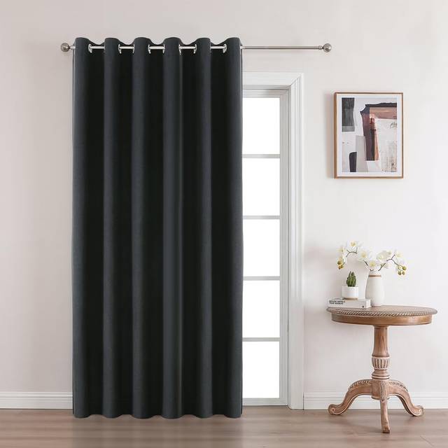 Joydeco Black Out Room Divider Curtains  Black Extra Wide Sliding Door Curtains Living Room Curtains  1 Panel 70x108 Inch Patio Door Curtains for Room