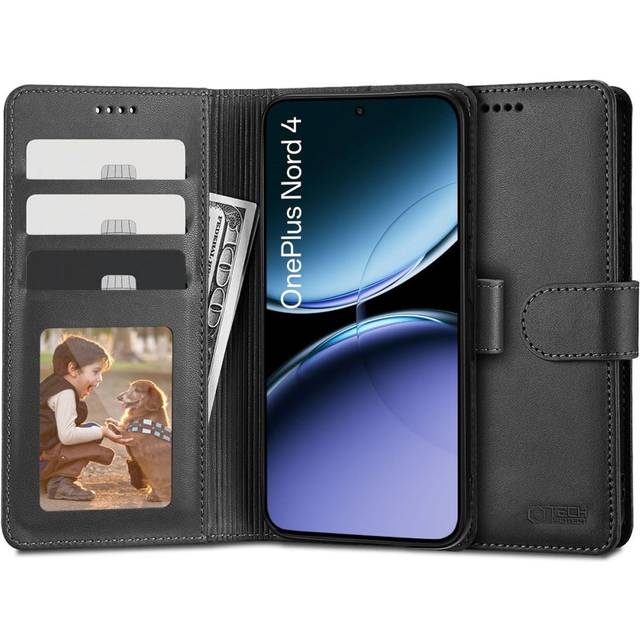 OnePlus Nord 4 Tech-Protect plånboksfodral med magnet och stativ - Svart