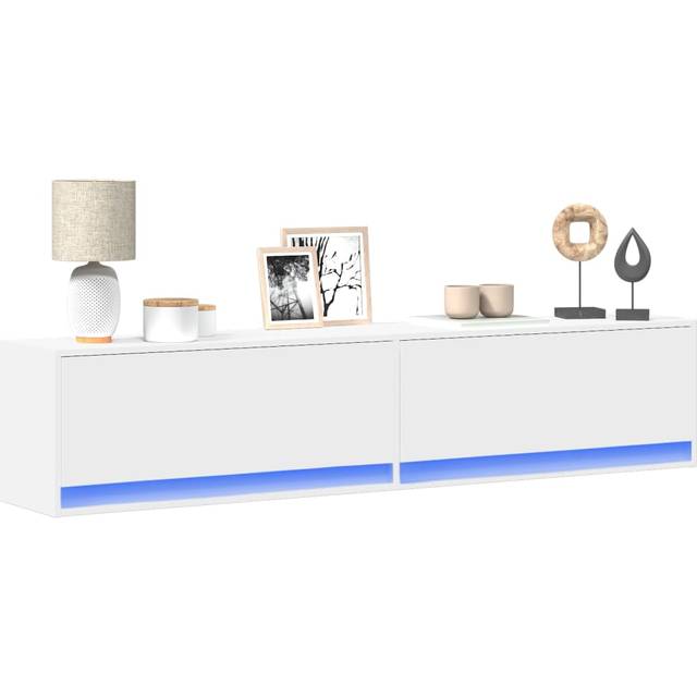 vidaXL Wall-Mounted White TV-bord 180x38cm
