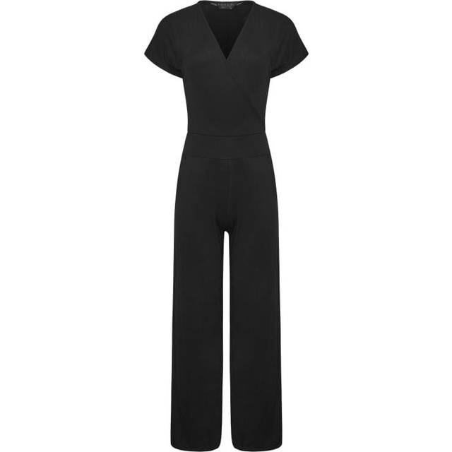 Pixiegirl Petite Black Wide Leg Wrap Jumpsuit 8 Pixiegirl | Petite Women's Jumpsuits