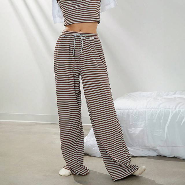 WESTFADE Striped Wide Leg Lounge Pants
