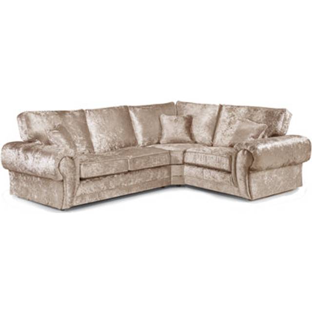 Chelsea Crushed Velvet Large 4 Seater Corner Sofa 2 Corner 1 Rolled Arms - Baby Pink - One Size