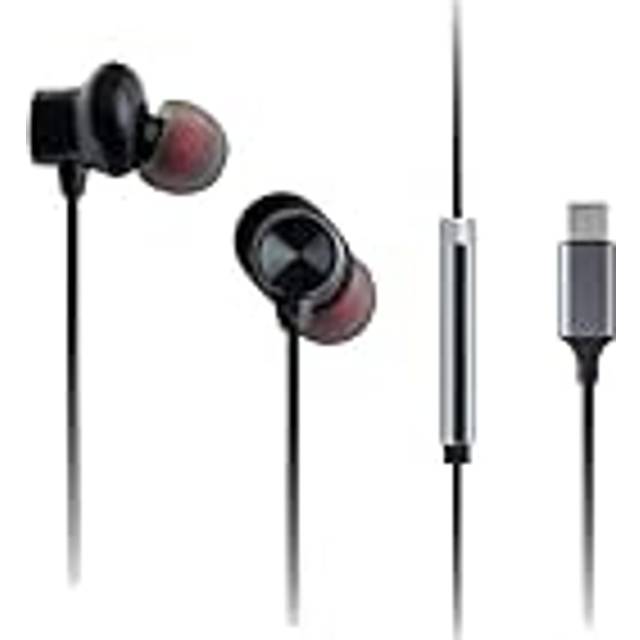Panasonic RP-TCM225BDEK USB-C in-ear hörlurar, trådbundna hörlurar med inbyggd mikrofon och fjärrkontroll, kraftfull bas, anpassningsbar passform, 1,2 m kabel, svart