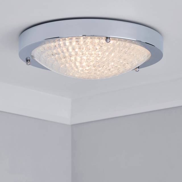 Aegean Crystal Bathroom Flush Ceiling Light - Silver