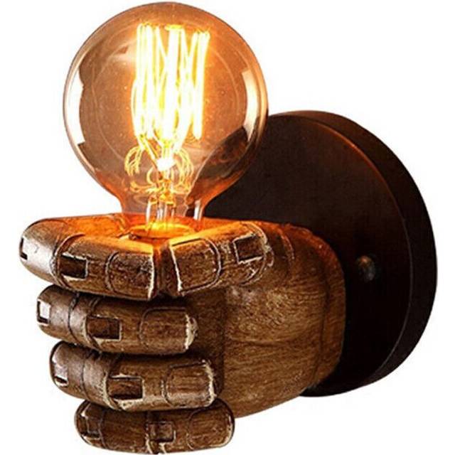 (  Right hand) Industrial Fist Wall Sconce Plug In Wall Light Fitting Home Bar Indoor Lamp
