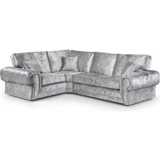 Chelsea Crushed Velvet Large 4 Seater Corner Sofa 1 Corner 2 Rolled Arms - Silver - One Size