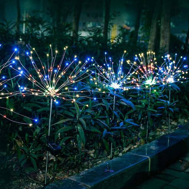 Garden Path Lights Solar Power Firework Lamp Starburst Stake Outdoor