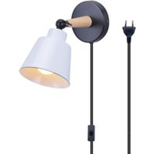 Norcks - Modern Wall Light Minimalist Retro Wall Sconce White Nordic Indoor Wall Lamp For Hallway Bedroom Office Corridor E27 (With Euro Plug)