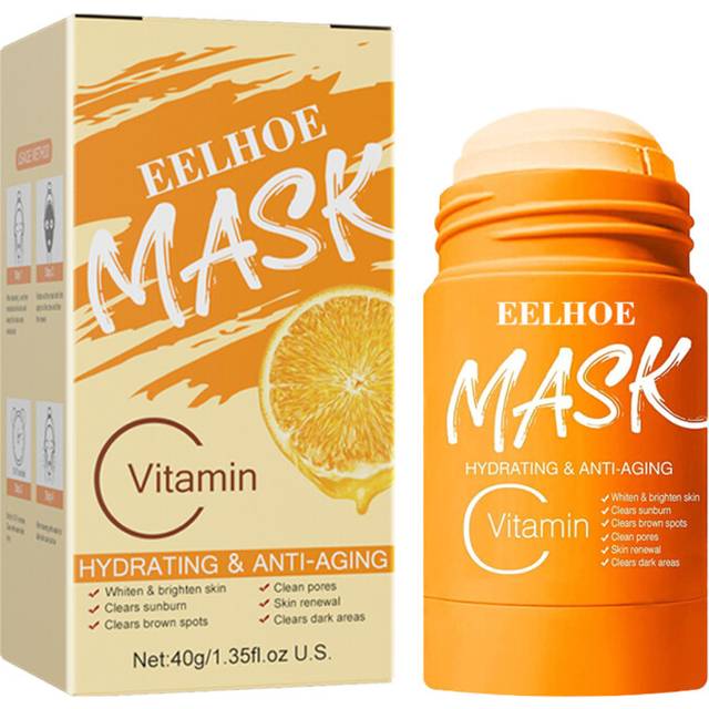 (Vitamin C solid mask) Green Tea Solid Mask Deep Bamboo Charcoal Cleansing and Hydrating Pore Shrinking Mud Mask