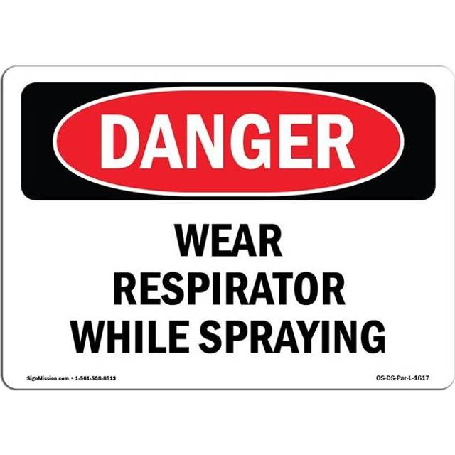 SignMission OS-DS-A-1218-L-1617 12 x 18 in. OSHA Danger Sign - Wear Respirator While Spraying