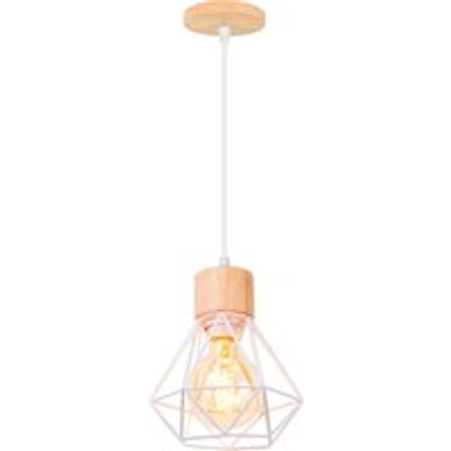 Norcks - Retro Pendant Light Vintage Pendant Light White Modern Ceiling Light Indoor Pendant Light Metal Wood Pendant Lights