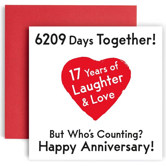 Huxters Anniversary Card - Premium Happy 17th Wedding Anniversary Wedding Card - Funny Card for Husband or Wife - Beautiful Illustration and Artwork -